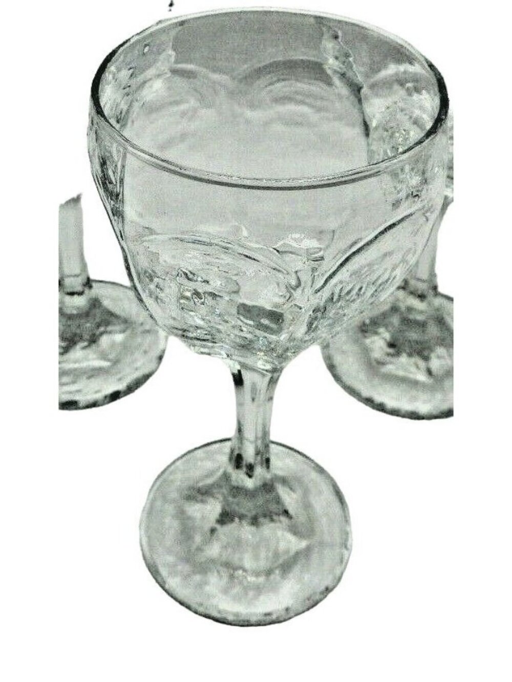 Vintage Clear Glass Goblets   Textured Design